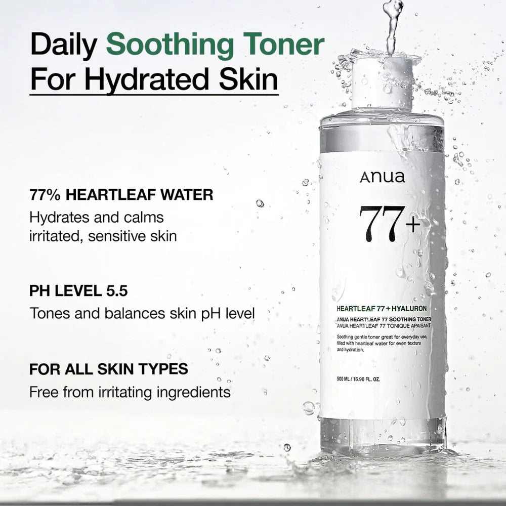Anua -  Heartleaf 77% Soothing Toner I pH 5.5 Trouble Care, Calming Skin, Refreshing, Hydrating, Purifying(250ml / 8.45 fl.oz.)