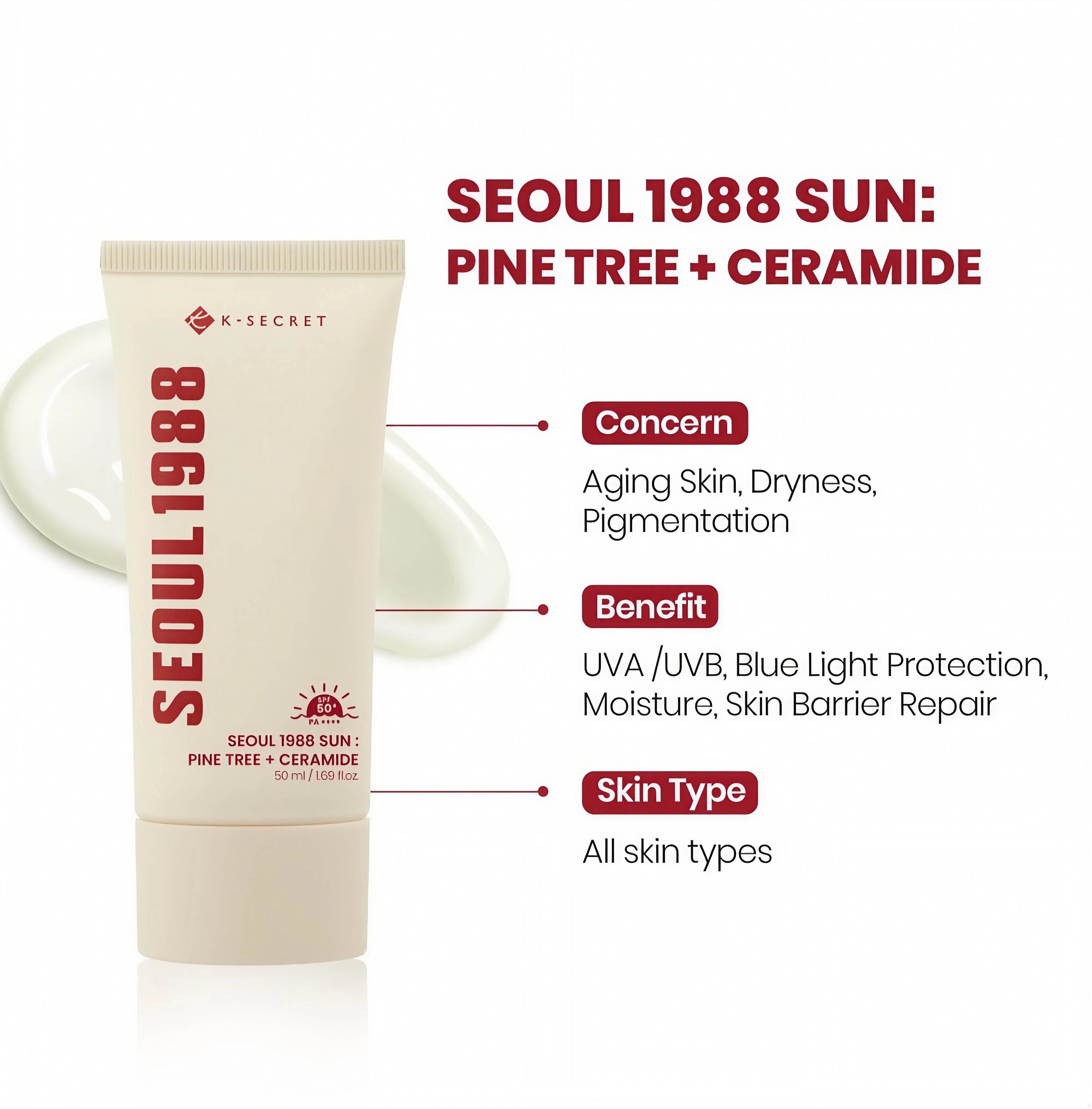 K-SECRET Seoul 1988 Sun: Pine Tree + Ceramide (50ml)