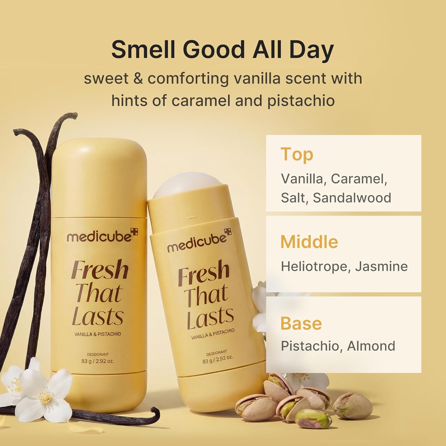 Medicube Fresh That Lasts Vanilla & Pistachio Deodorant Stick - 83g